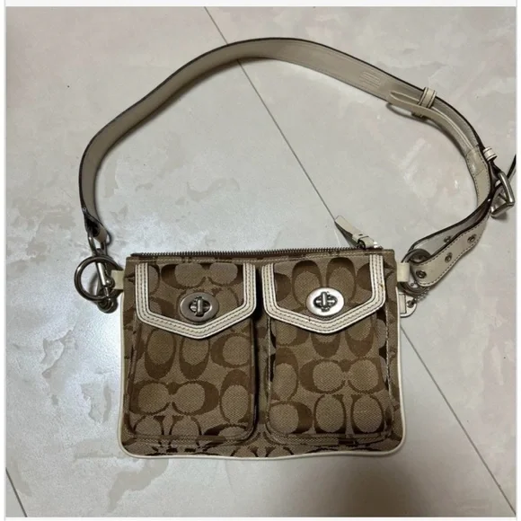Coach Turnlock Brown and Cream Belt Bag Coach 11574 Beige Brown Turnlock Shoulder Bag – Rediscover  main image 2